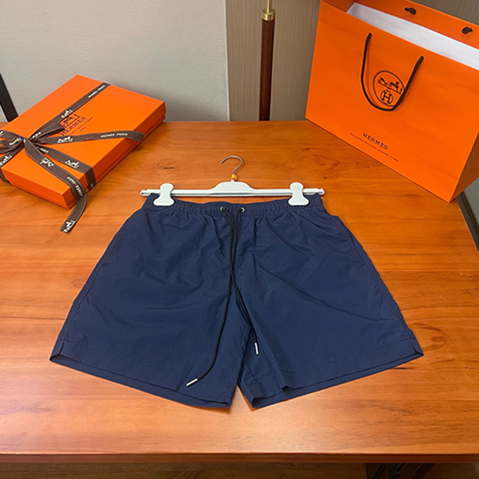 hermes solid color drawstring casual swim shorts